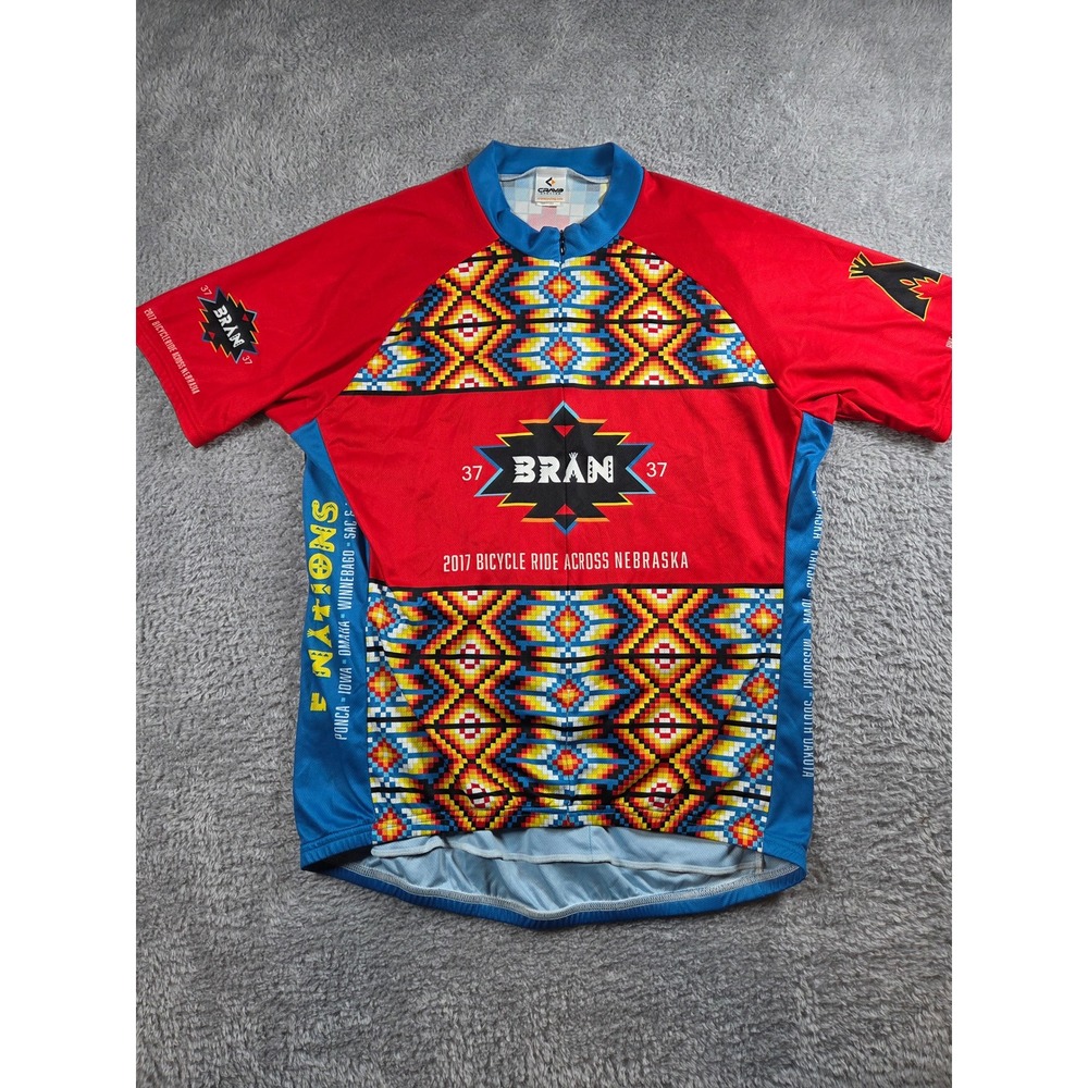 Crave Cycling Jersey 2XL‎ Red BRAN 37 2017 Nebraska Ride Mens Geometric Full Zip